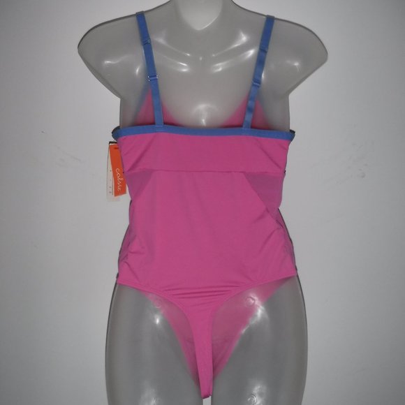 NWT Colsie Pink W/ Sheer Mesh Accents Thong Bodysuit sz M BarbieCore - Picture 2 of 3